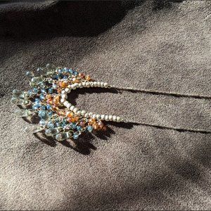 Banana Republic long necklace with gold-colored chain and dangly beads